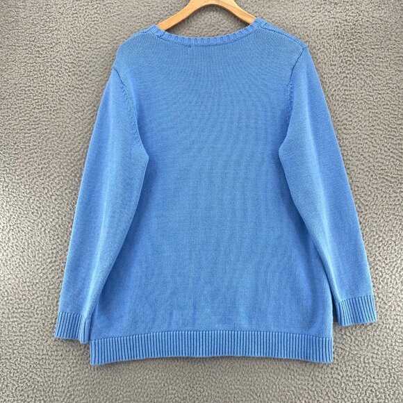 Coldwater Creek Sweater Womens Large Blue Cable Knit Stretch Pullover Everyday - Picture 3 of 10